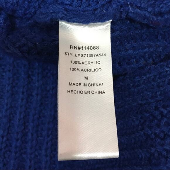 Ten Sixty Sherman Chunky Knit Cowl Neck Sweater - Blue - Medium - Picture 12 of 13